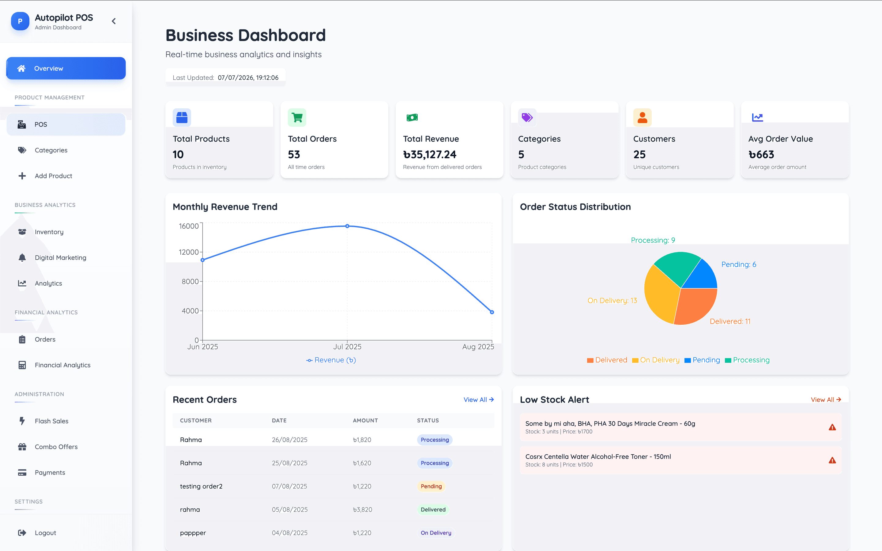Autopilot POS Dashboard